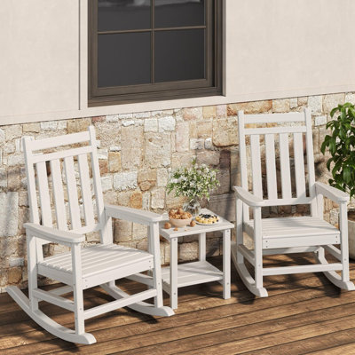 Chaise berçante en PEHD pour l'extérieur - chaises berçantes en poly à haut dossier, meubles résistants aux intempéries