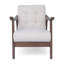 Chaise d'appoint Mid-Century, fauteuil rembourré avec structure en bois d'hévéa brun et support solide-691541737