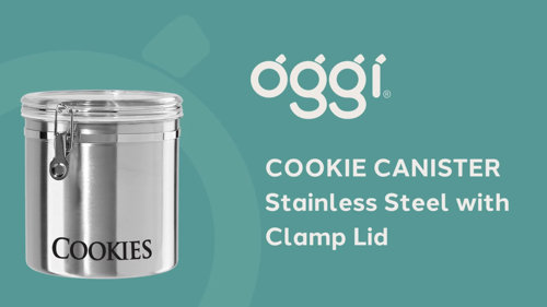 OGGI Jumbo Clear Canister with Clamp Lid, 150 oz - Airtight Food