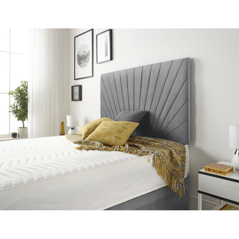 SantaFe Tweed Fabric Divan Bed Base and Headboard with Optional Drawers, Grey, Double (4'6), 4 Drawers