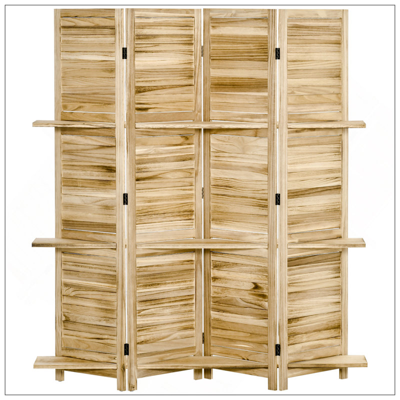 Grand écran d'intimité en bois 4 panneaux 67 pouces avec 3 tablettes, idéal pour la chambre à coucher ou le bureau à domicile