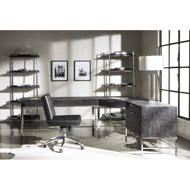 Stevenson Transitional Black Leather Swivel Task Chair