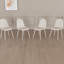Ensemble de 4 chaises de salle à manger, chaises d'appoint modernes avec siège rembourré en tissu de lin, chaise de cuisine en forme de cuillère avec pieds en métal blancs pour la salle à manger (beige)