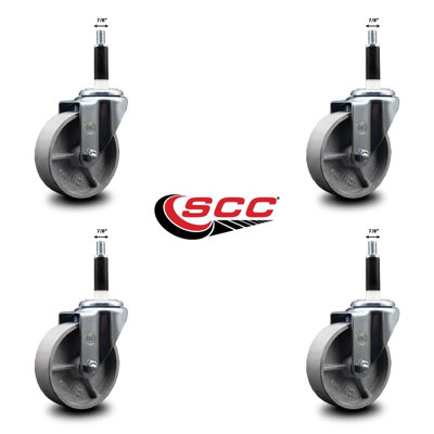 Semi Steel Wheel Swivel Expanding Stem Caster Set SCC NB 4" x 7/8"
