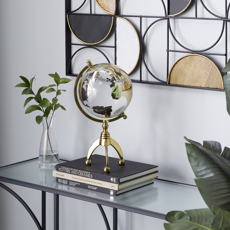 Globe terrestre en aluminium et en métal avec trépied