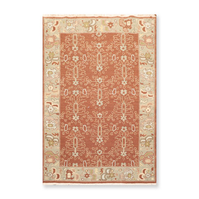 Tapis unique en laine noué à la main brun de 3 pi 1 po x 5 pi 1 po Anniken