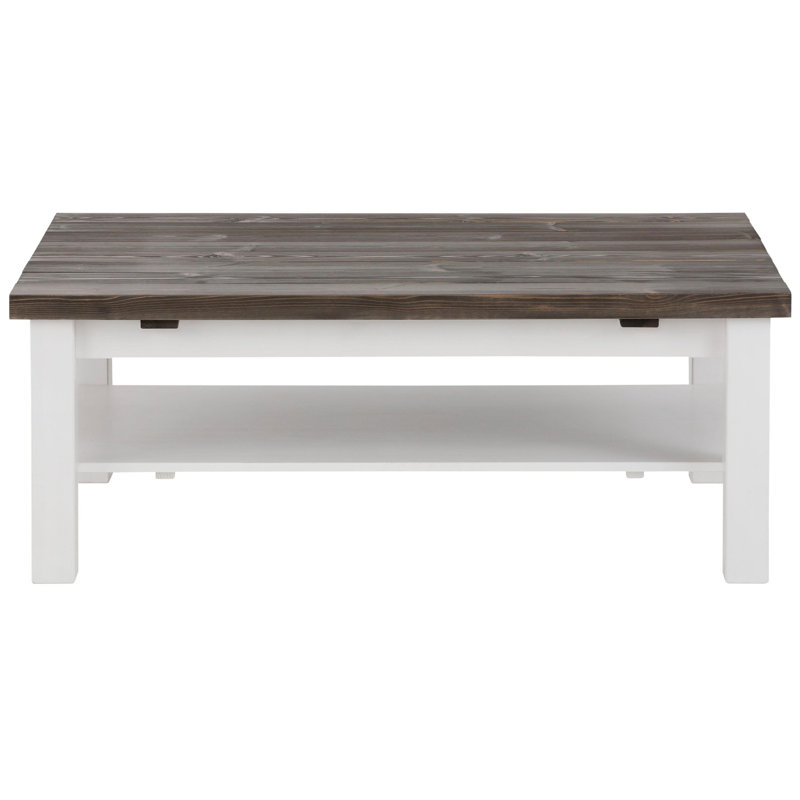 Solid Wood Four Leg Coffee Table, 45cm H x 74cm W x 74.4cm D, Grey , White