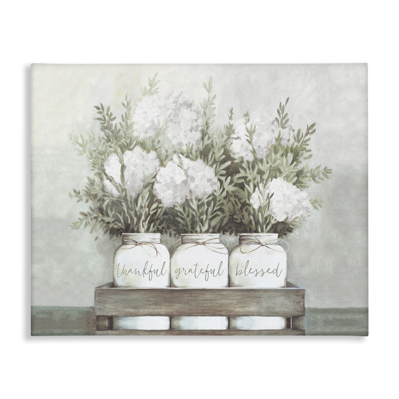 Bouquets d'hortensias immaculés - Reconnaissant sentiment bienheureux - peinture, H 36 po x l 48 po