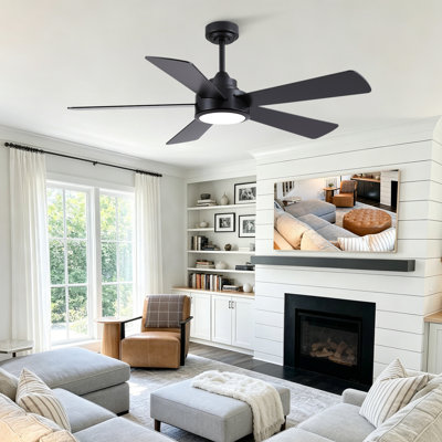 Ventilateur de plafond moderne à 5 pales de 52 po avec lumières et télécommande