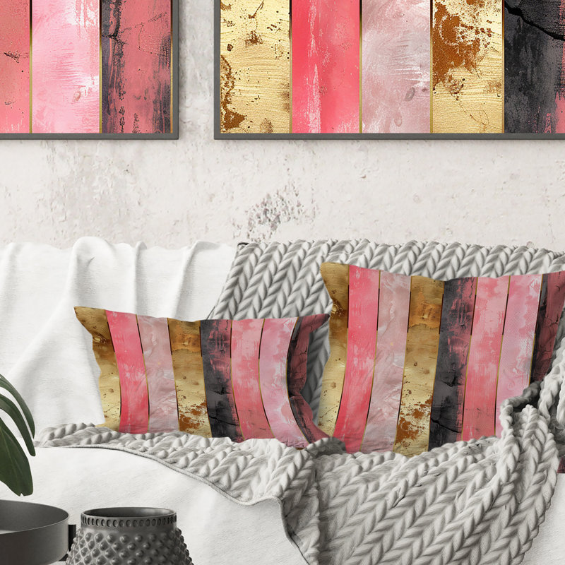 Coussin lombaire transitionnel rose à fines rayures Glam I