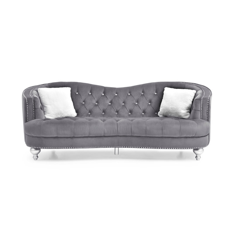 Ernst Recessed Arm Curved Loveseat, Gray, 35"H x 90"W x 37"D