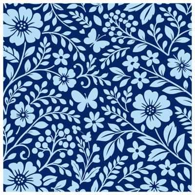 Blue Floral Butterfly Pattern Comforter