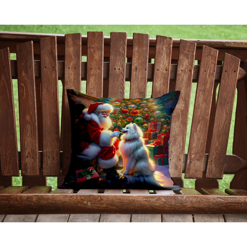 Coussin American Eskimo and Santa Claus, H 14 po x l 14 po