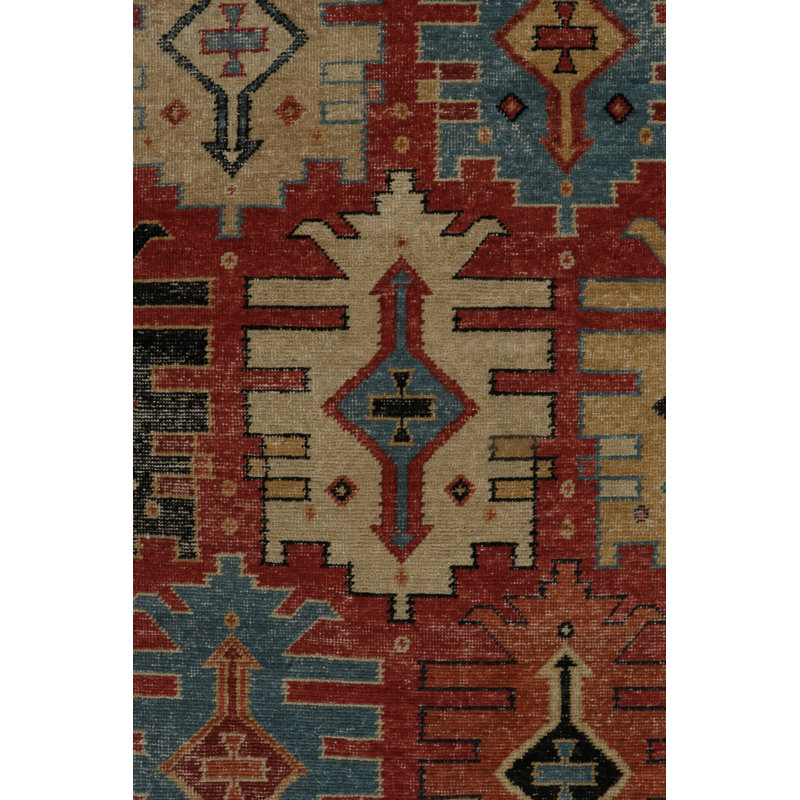 Distressed Homage Hand Knotted Wool Geometric Area Rug, Rectangle 8' x 10'
