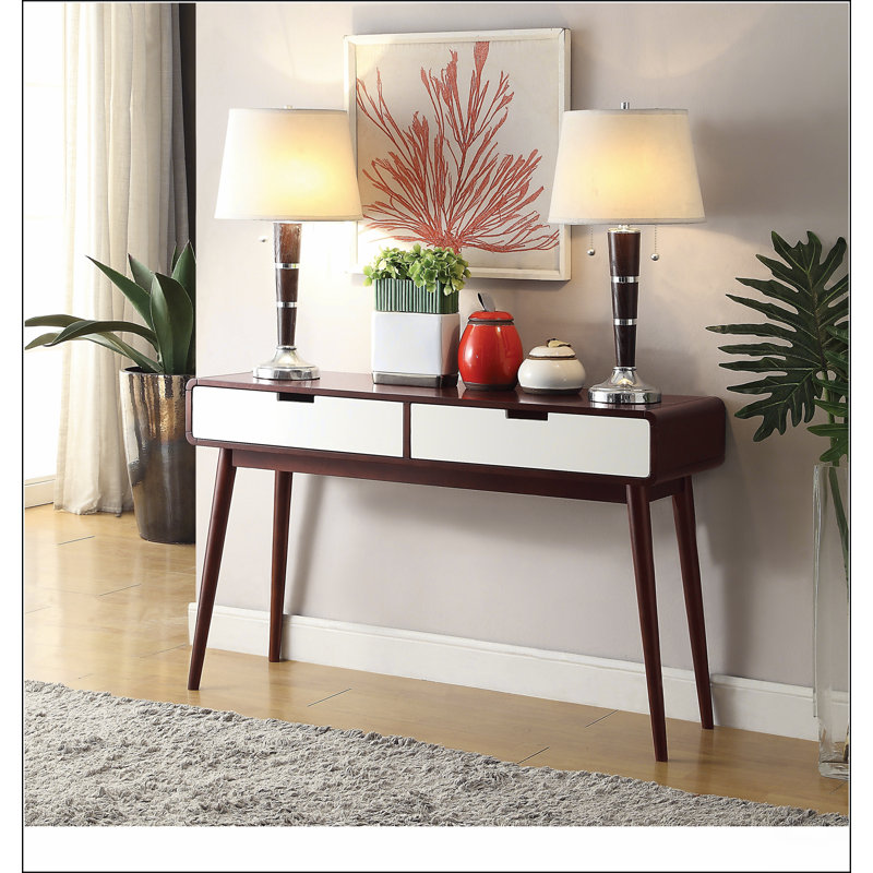 Espresso and White 2-drawer Sofa Table