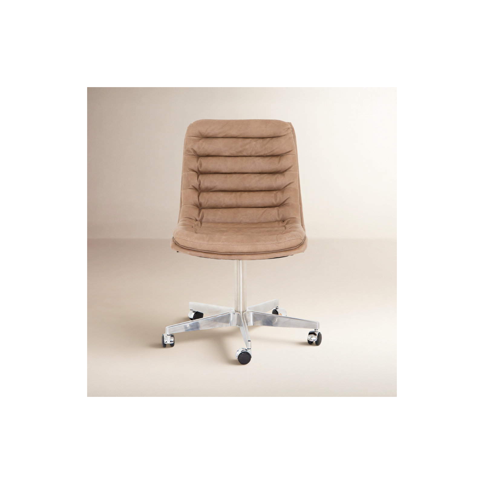 Delmy Swivel Office Chair, Natural Washed Mushroom