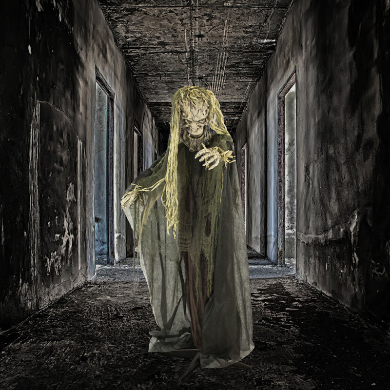 Haunted Hill Farm 75 In. Life-Size Scary Talking Tree Man Halloween Animatronic with Touch Activated Lights and Sound