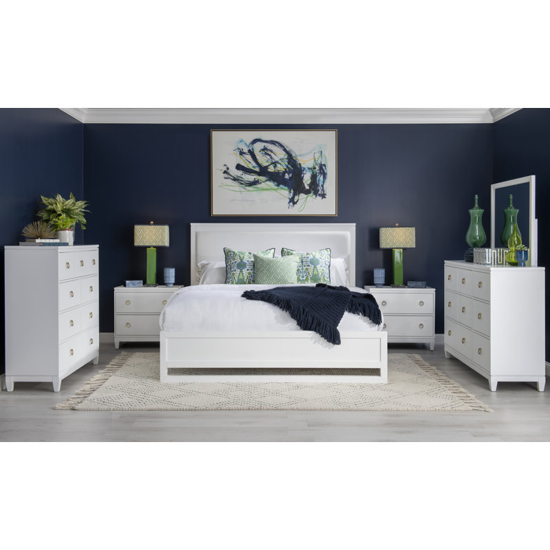Grand lit tapissier blanc pur Summerland, Grand