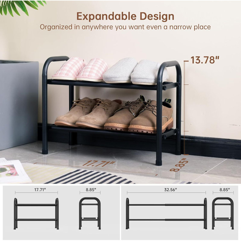 Range-chaussures extensible à 3 niveaux, noir