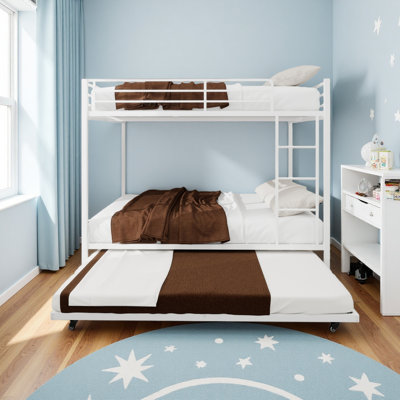 Durable Square Tube Featuring Safety Rails, Modern Minimalist Look,  For Kids Room, Guest Room Or Shared Space, Easy Assembly & Long - Lasting Performance-Full Size: 137Cm × 190Cm