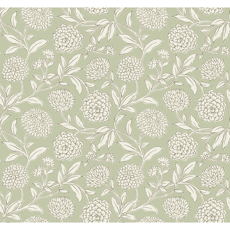Papier peint floral vert clair Chatsworth Garden, Vert