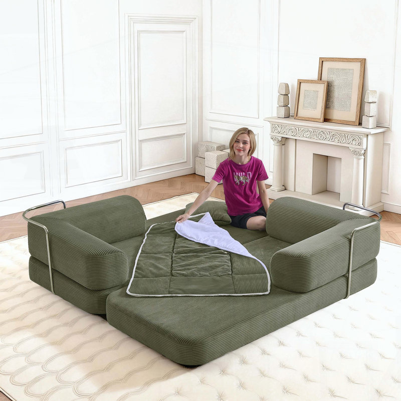 Canapé-lit modulaire 5-en-1 - Aucun assemblage requis, Vert antique