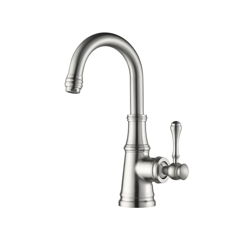 10.9"H Solid Brass Single-Handle Bathroom Sink Faucet, Brushed Nickel