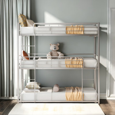 Amaelle Kids Twin Over Twin Over Twin Bunk Bed