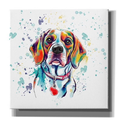 " Colorful Watercolor Beagle 2 " by Furbaby Affiliates Painting Print