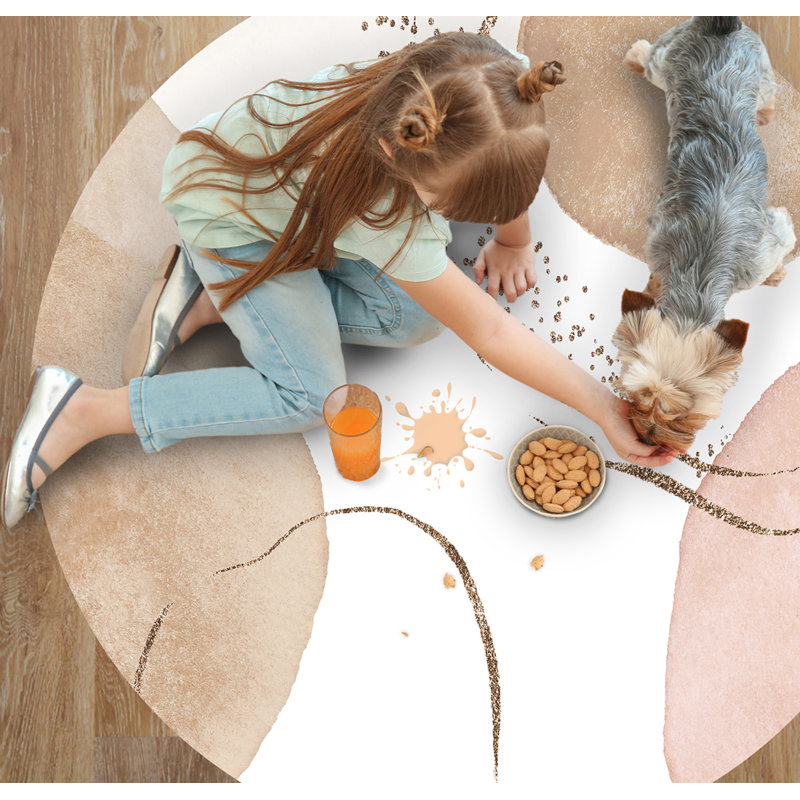 Desha Vinyl Machine Printed Area Rug, Round 100cm
