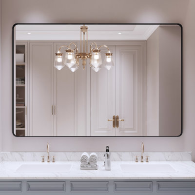 Lesamuel Filleted Corner Wall Mounted Bathroom and Vanity Mirror with Aluminum Frame