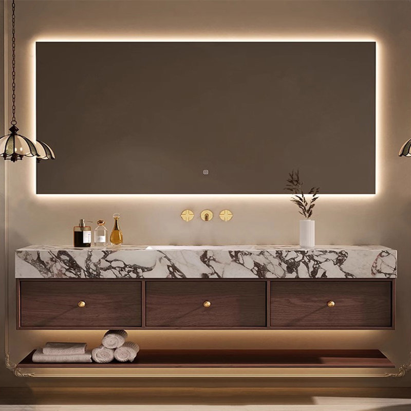 Armoire de salle de bain de style rétro, H 16,38 po x l 70,87 po x P 21,65 po