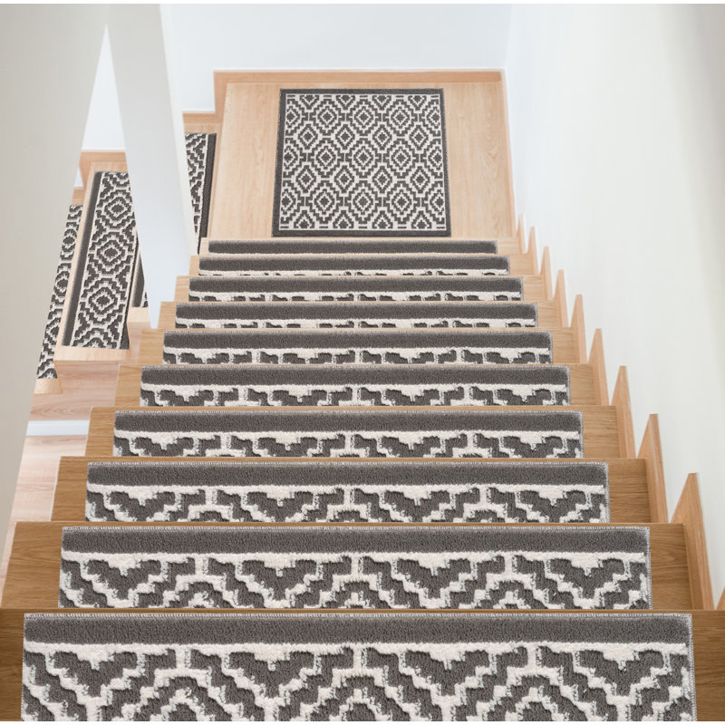Tapis d'atterrissage assorti, Gris / blanc