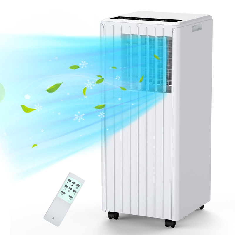 Climatiseur portatif de 8 000 BTU, refroidit les pièces jusqu'à 350 pieds carrés, unité 3-en-1 avec modes ventilateur et déshumidificateur, comprend une télécommande, une minuterie 24H, un ensemble facile à installer et des roulettes pour le bureau de la chambre à coucher