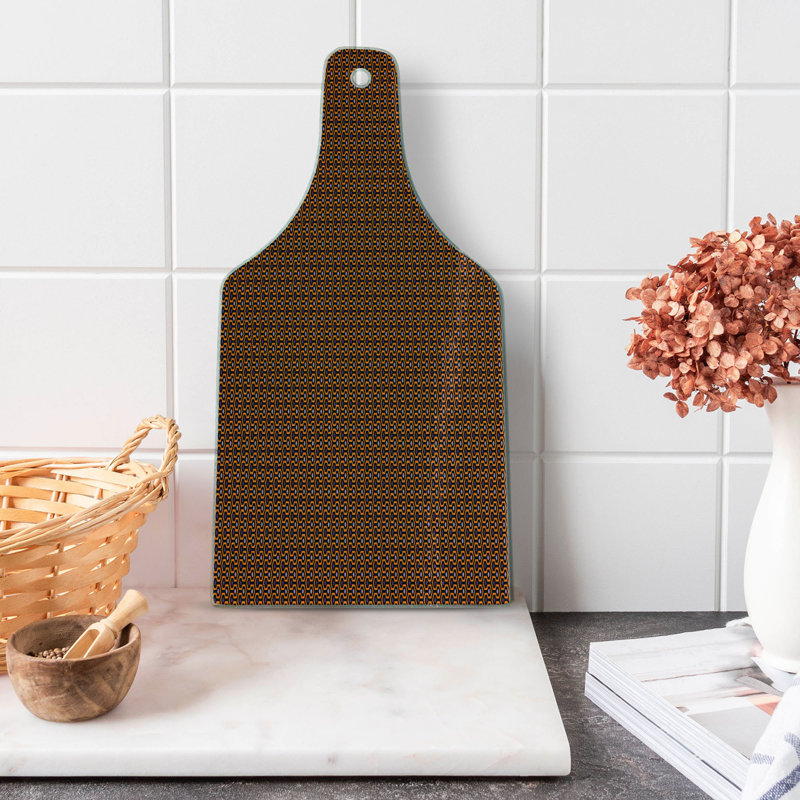 Ambesonne Abstract Tempered Glass Cutting Board Honeycomb Design Hexagons Orange Charcoal Grey