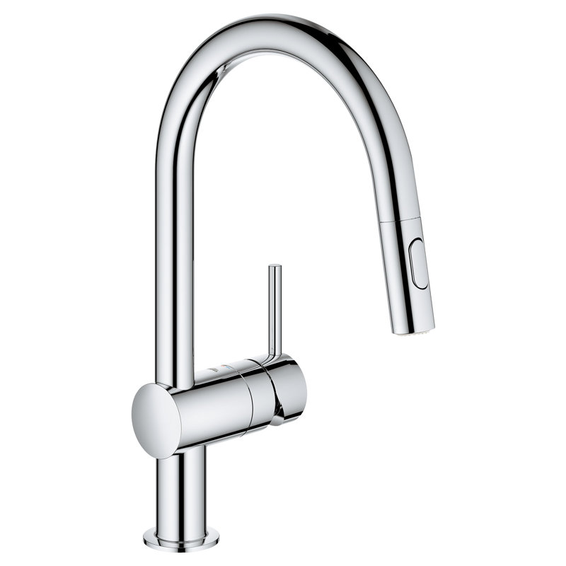 Minta® Pull Out Single Handle Kitchen Faucet, Starlight Chrome, No Sensor