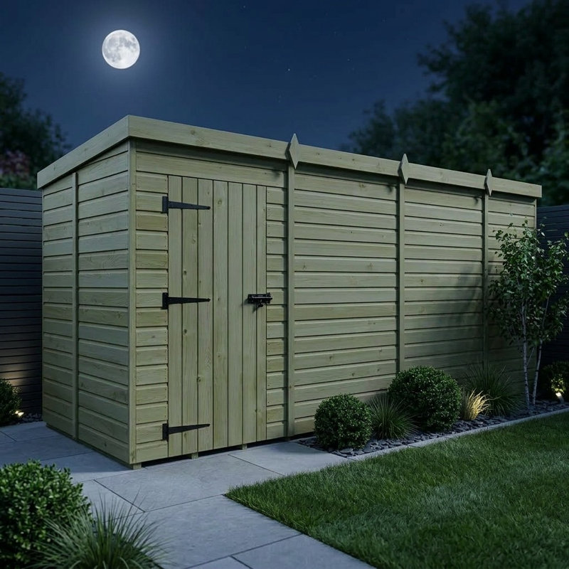 Total Sheds 15ft x 5ft Pent Garden Shed - Single Door - No Windows - Pressure Treated Timber - UK Manufactured