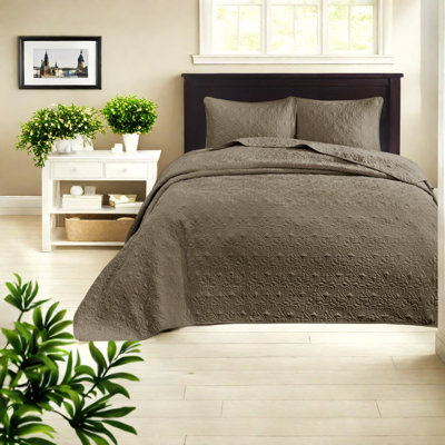 Ensemble de literie réversible Premium en coton moka grand format