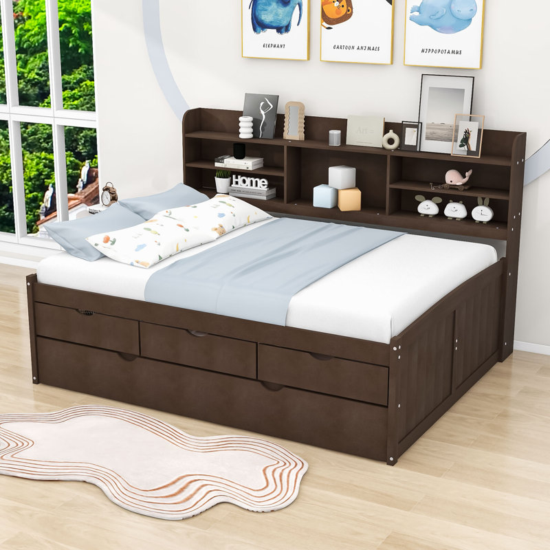 Lit plateforme avec rangement Thelonius, Gris antique