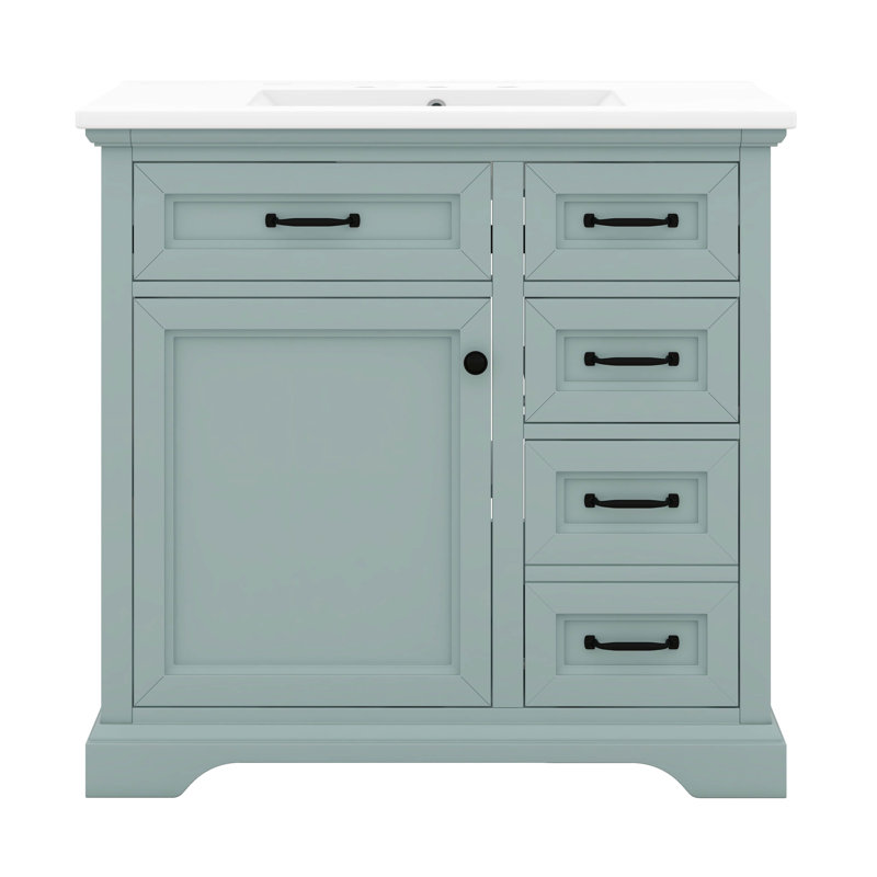 Meuble-lavabo 36 po avec lavabo, meuble-lavabo en céramique 36 po, 2 tiroirs basculants et charnières à fermeture en douceur, une porte
