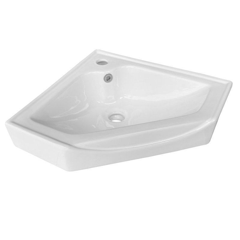 Lavabo d'angle et trop-plein en porcelaine vitrifiée 24 po