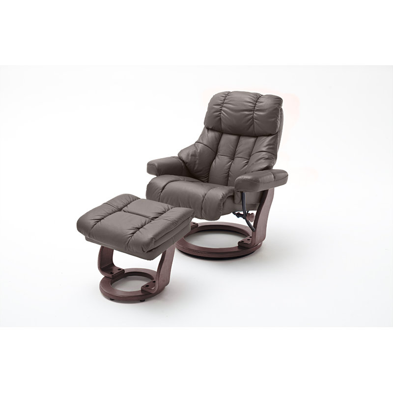 Manually Adjustable Darcelle Recliner With Footstool, Walnut, Brown