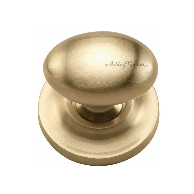 1 1/4" Length Oval Knob, Satin Brass, 1 1/2"