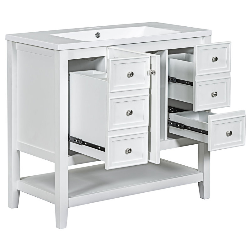 Meuble-lavabo de salle de bain avec lavabo, Blanc