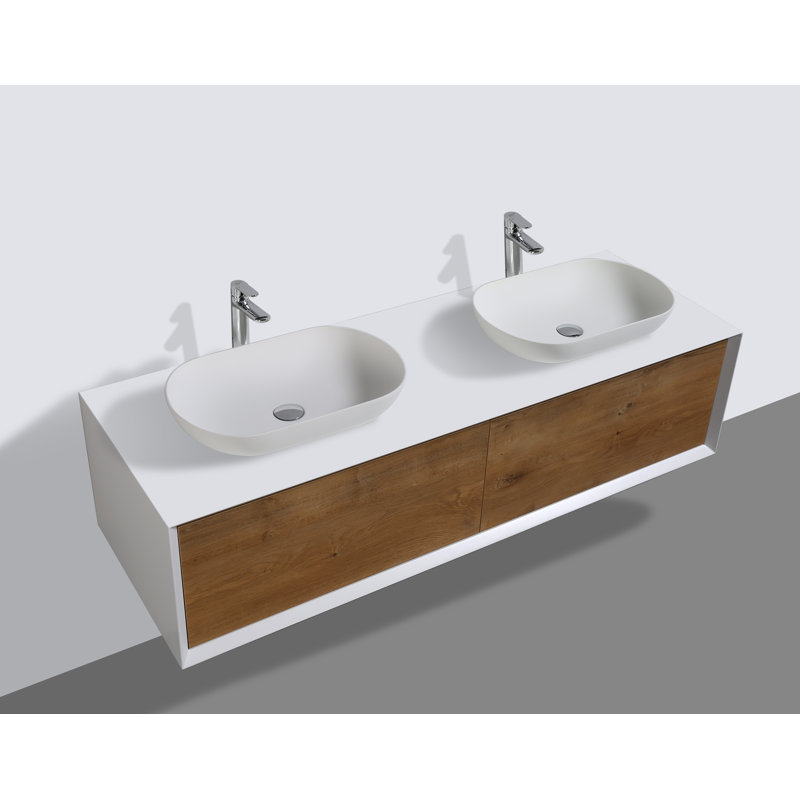 Ensemble de meuble-lavabo double mural 63 po Leffler