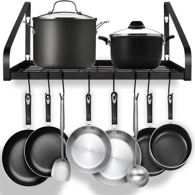 Prep & Savour Wall Mounted Pot Rack Metal in Black, Size 3.1 H x 15.7 W x  11.8 D in, Wayfair, Organization