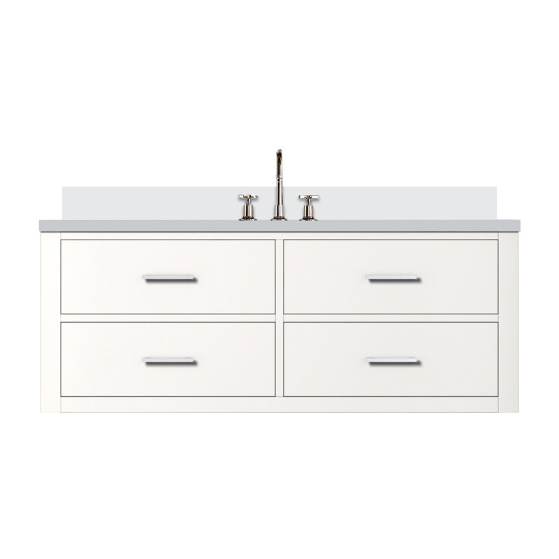 Meuble-lavabo simple blanc 48 po X P 22 po D, plateau en marbre de culture et robinet
