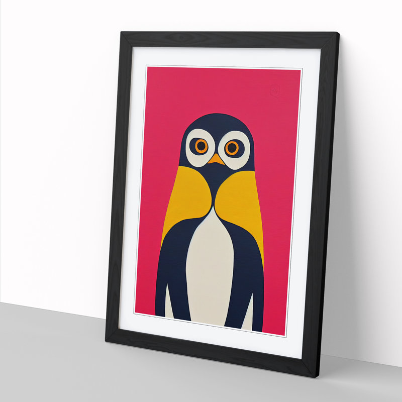 Penguin Pop Art Vol.3 1 Piece Single Picture Frame Wall Art, 34cm H x 25cm W x 2cm D, Walnut