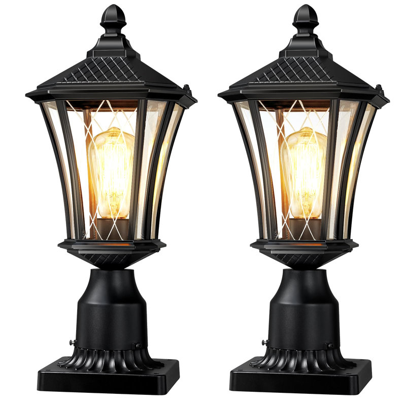 Lampadaires extérieurs de 40 cm (16 po), luminaires noirs pour poteaux, paquets de 2