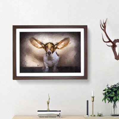 The Ears of a Basset Hound Dog in Abstract - Picture Frame Painting Print on MDF